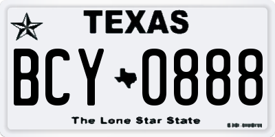 TX license plate BCY0888