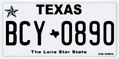 TX license plate BCY0890