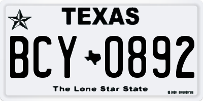 TX license plate BCY0892