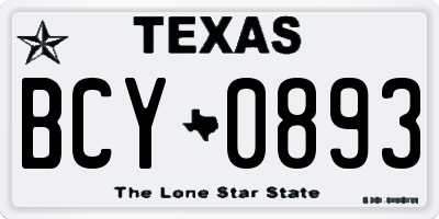 TX license plate BCY0893