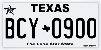 TX license plate BCY0900