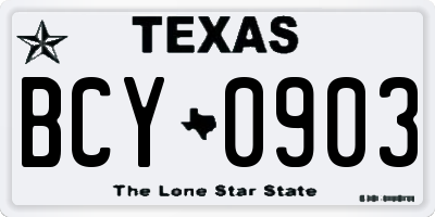 TX license plate BCY0903