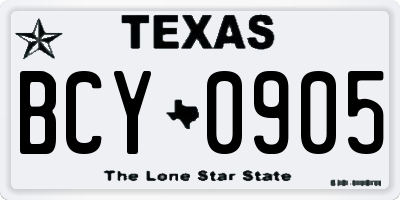 TX license plate BCY0905