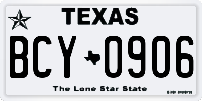 TX license plate BCY0906