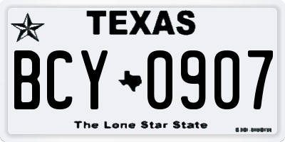 TX license plate BCY0907