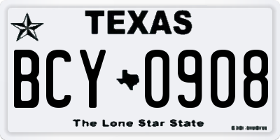 TX license plate BCY0908