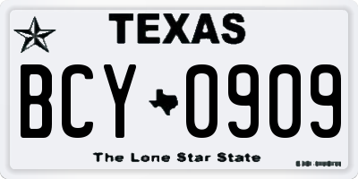 TX license plate BCY0909