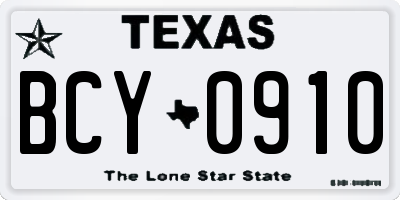 TX license plate BCY0910