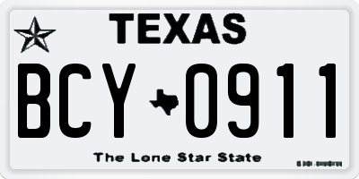 TX license plate BCY0911