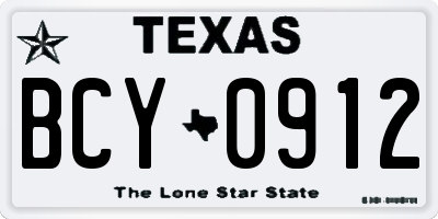 TX license plate BCY0912
