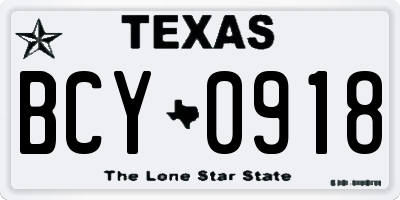 TX license plate BCY0918