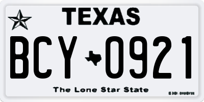 TX license plate BCY0921