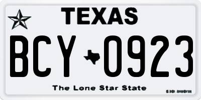 TX license plate BCY0923