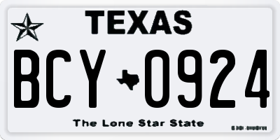 TX license plate BCY0924