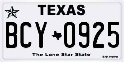 TX license plate BCY0925