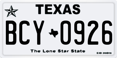 TX license plate BCY0926