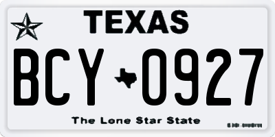 TX license plate BCY0927