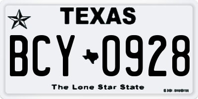 TX license plate BCY0928