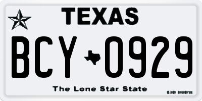 TX license plate BCY0929
