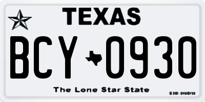TX license plate BCY0930