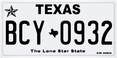 TX license plate BCY0932