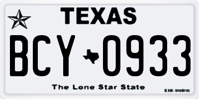 TX license plate BCY0933
