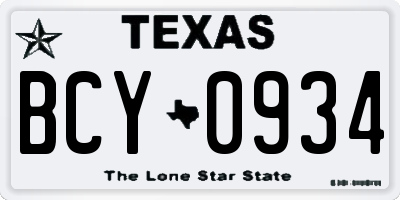 TX license plate BCY0934