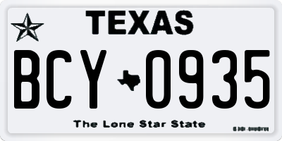 TX license plate BCY0935
