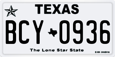 TX license plate BCY0936