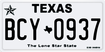 TX license plate BCY0937