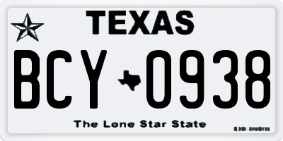TX license plate BCY0938