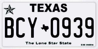 TX license plate BCY0939
