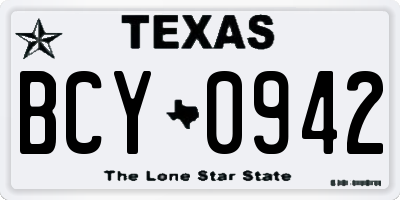 TX license plate BCY0942