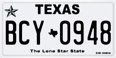 TX license plate BCY0948