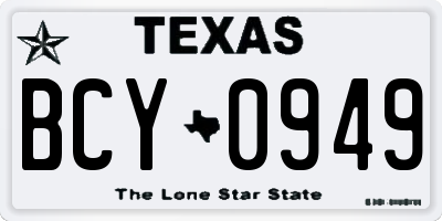 TX license plate BCY0949