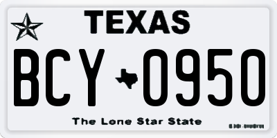 TX license plate BCY0950