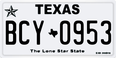 TX license plate BCY0953