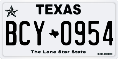 TX license plate BCY0954