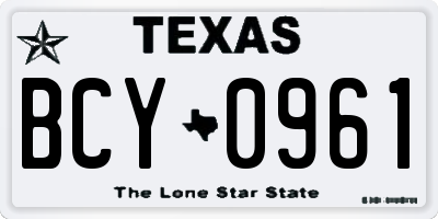 TX license plate BCY0961