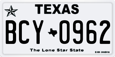 TX license plate BCY0962