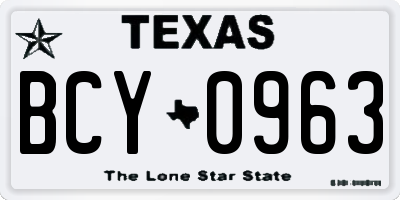 TX license plate BCY0963
