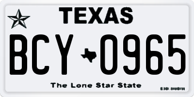 TX license plate BCY0965