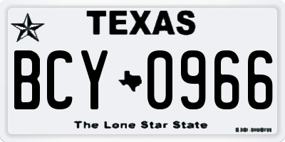 TX license plate BCY0966