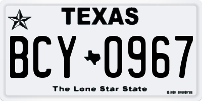 TX license plate BCY0967