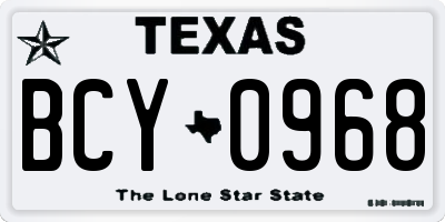 TX license plate BCY0968