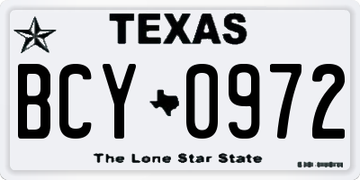 TX license plate BCY0972