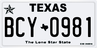 TX license plate BCY0981
