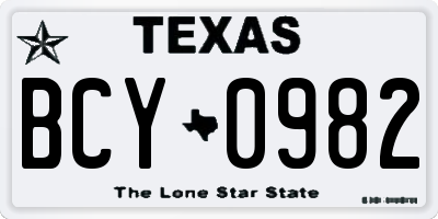 TX license plate BCY0982