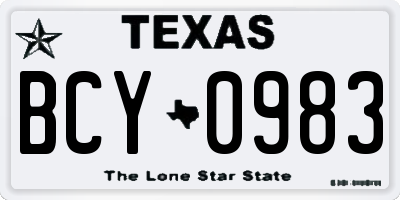 TX license plate BCY0983