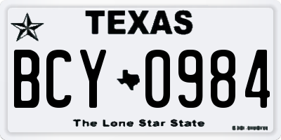 TX license plate BCY0984